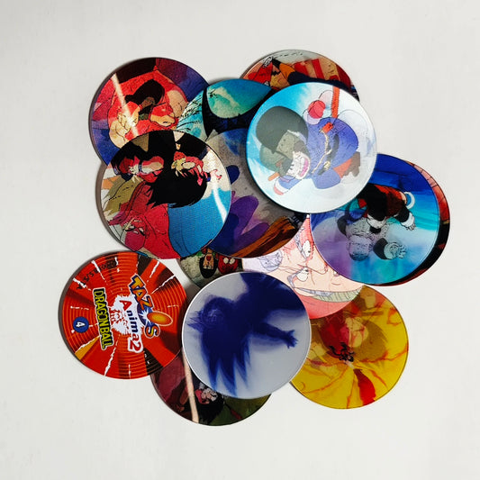 Lote de Tazos Coleccionables Dragon Ball Sabritas Holográficas 3D Anima2, 14 Piezas
