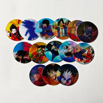 Lote de Tazos Coleccionables Dragon Ball Sabritas Holográficas 3D Anima2, 14 Piezas